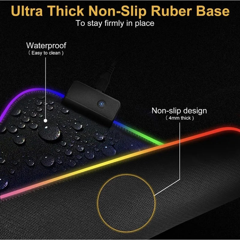 Mouse pad Gamer Led Rgb 7 Cores Tamanho Grande 80 X 30cm Usb