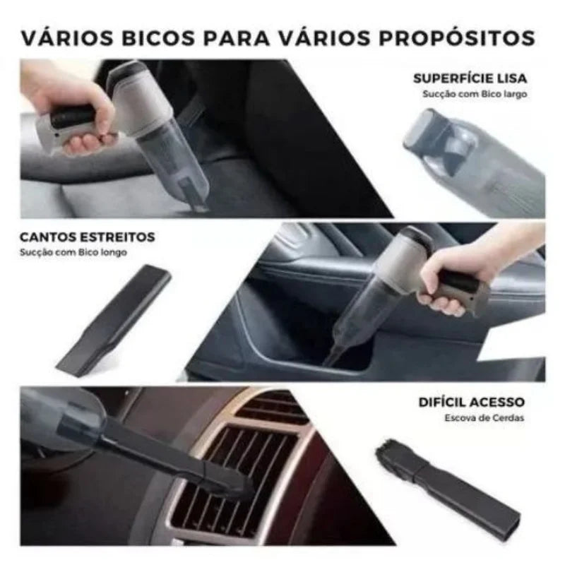 Aspirador Sem Fio 3 Em 1 Para Carro Bivolt 9000Pa Mini De Pó Casa E De Uso Duplo Recarregável