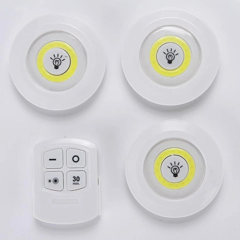 Kit 3 Lâmpadas Luminária Led Spot Sem Fio com Controle Remoto