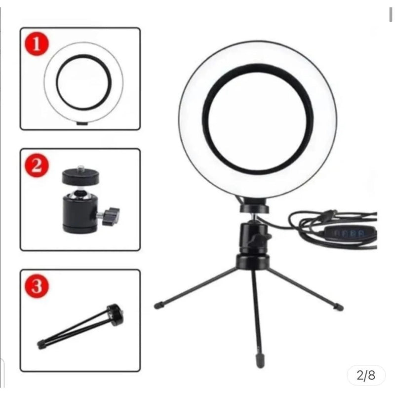 Ring Light Colorido Rgb 16cm Tripé Mesa Iluminador Luz Led