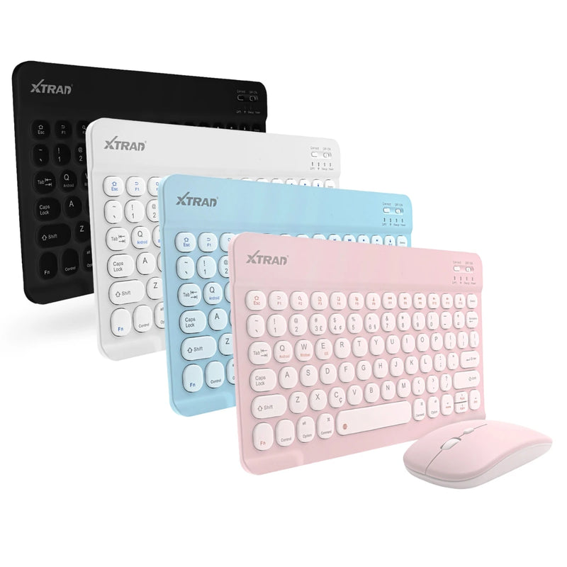 Kit Teclado e Mouse Bluetooth Ultrafino Design Elegante Compacto Compatível Celular Tablet Pc Notebook Recarregável Xtrad HK-888