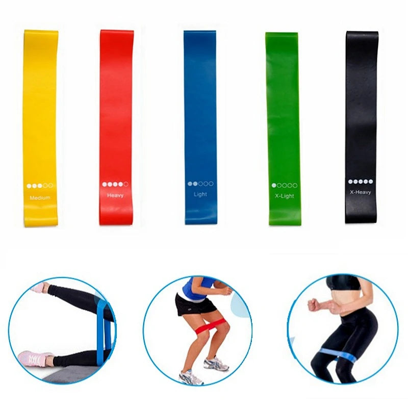 Kit 5 Faixas Elásticas Para Exercícios Multifuncional Yoga Fisioterapia e Treino Academia