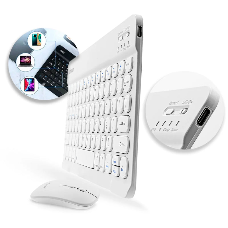 Kit Teclado e Mouse Bluetooth Ultrafino Design Elegante Compacto Compatível Celular Tablet Pc Notebook Recarregável Xtrad HK-888