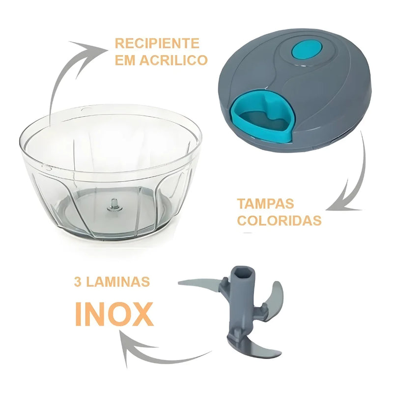 Multi Processador de Alimentos Premium Manual 3 Lâminas Inox