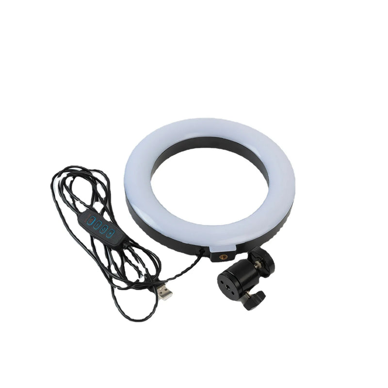 Ring Light Led Selfie Mesa Iluminador Pequena 6 Polegada Tripé 16cm Youtuber Acessórios iluminação video Foto