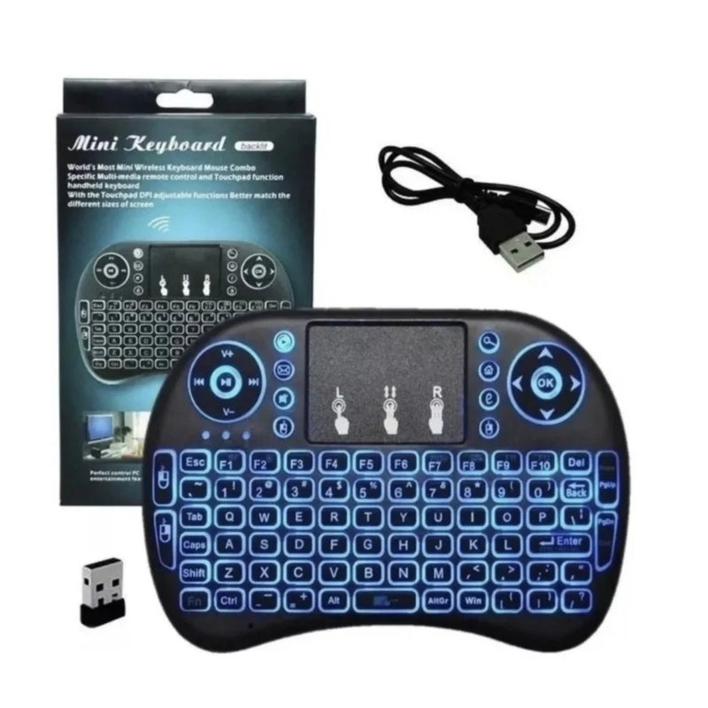 Mini Teclado Controle Usb Touchpad Smart Tv Box Pc Ps3 Iluminado - Hidroshoping