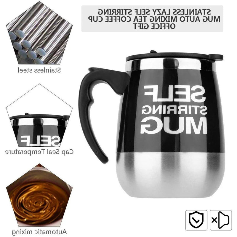 Caneca Elétrica Mixer Inox Automática Mistura Shake Café Chá