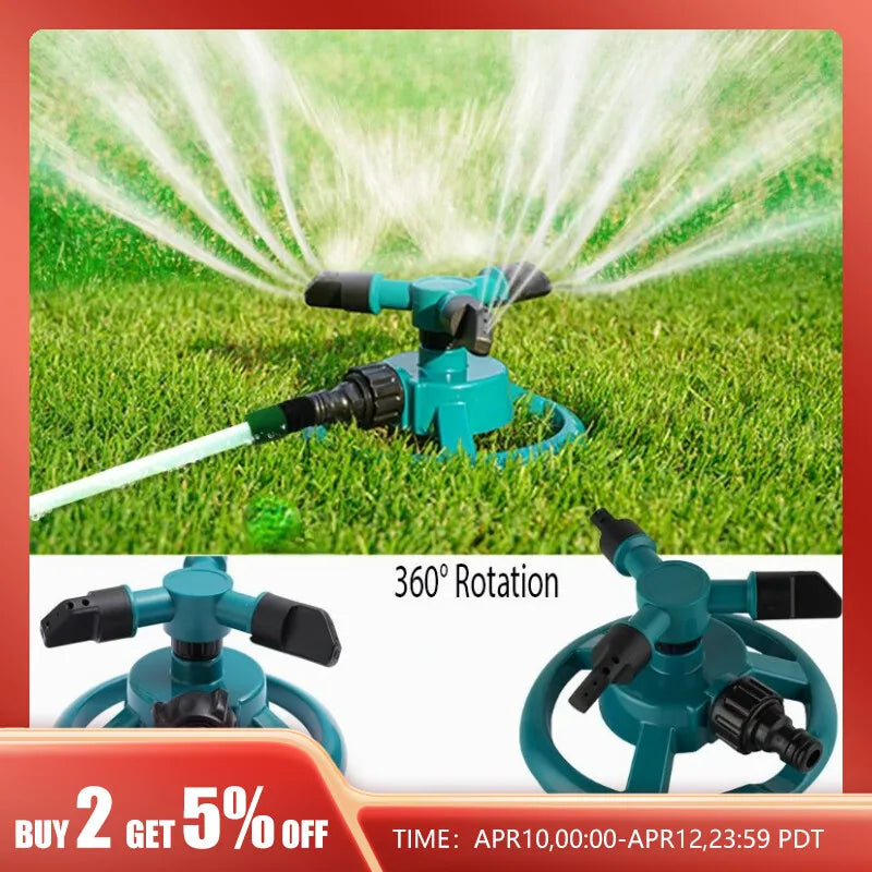 Irrigador de água rotativo automático, bocal aspersão, 360 graus, jardim, gramado, rega, irrigação suprimentos