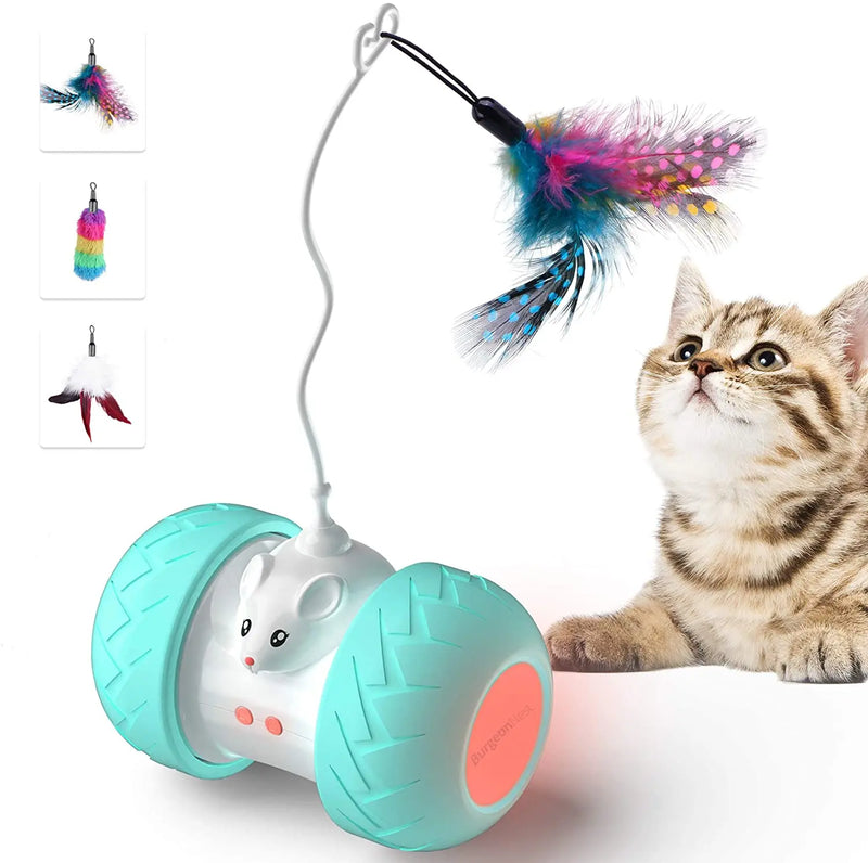 Brinquedos interativos do gato para gatos internos brinquedos automáticos do gatinho eletrônicos com o mouse e 3 penas para que os gatos joguem sozinho o exercício