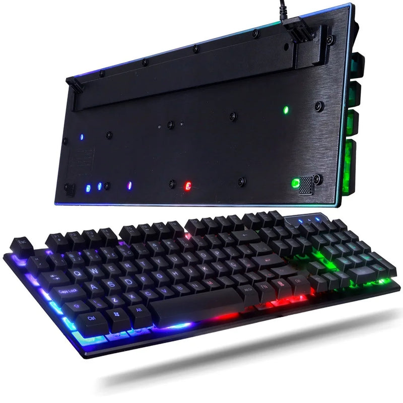 Kit Teclado Gamer Semi Mecanico, USB, RGB, 3200DPI, PC