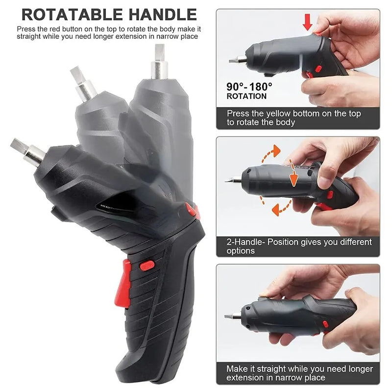 Mini Parafusadeira elétrica doméstica Chave de fenda sem fio Ferramentas elétricas 3.6V Reparação de manutenção doméstica Bateria de lítio 1800mAh